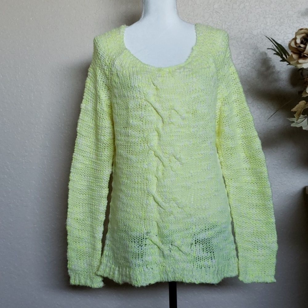 Aeropostale Neon Green Cable Knit sweater, size L